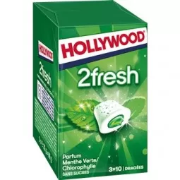 Hollywood Chewing Gum 2 Fresh Menthe Verte 10 dragées