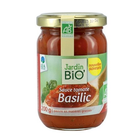 Jardin Bio Sauce Tomates Basilic 200g