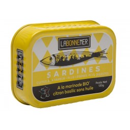 Sardines in marinade Bio lemon basil Labonnemer 135g