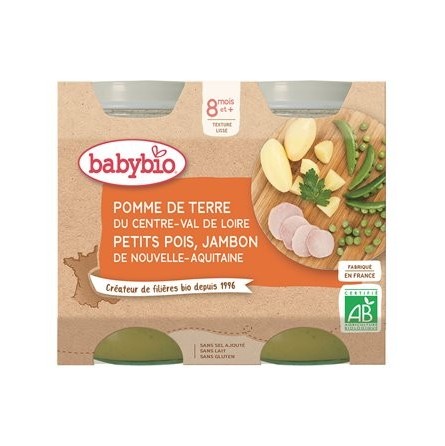 Babybio Organic Potatoes Ham From 8 Months 2x200g