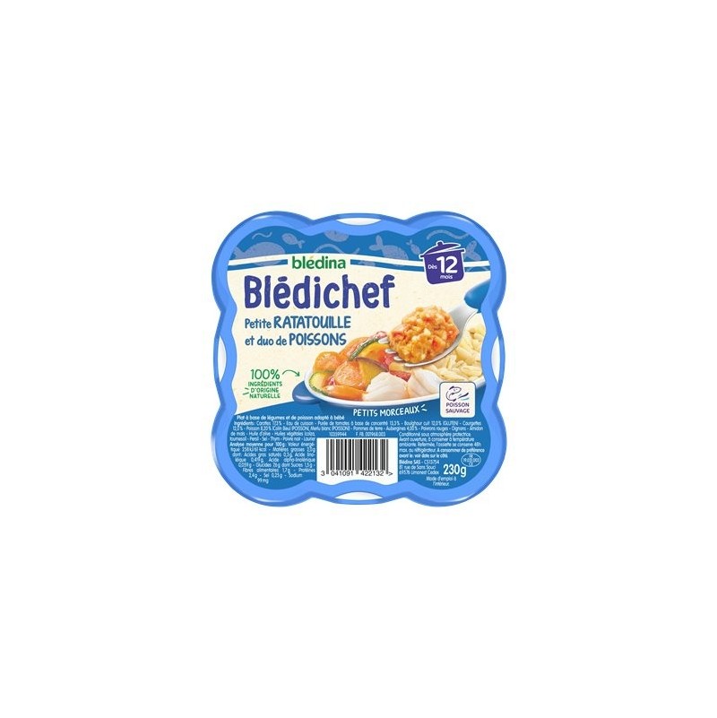 BLEDINA Blédichef légumes viandes poissons 8x260g dès 18 mois pas cher 