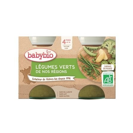 Babybio Petits Pots Légumes Verts Dès 4 Mois 2x130g