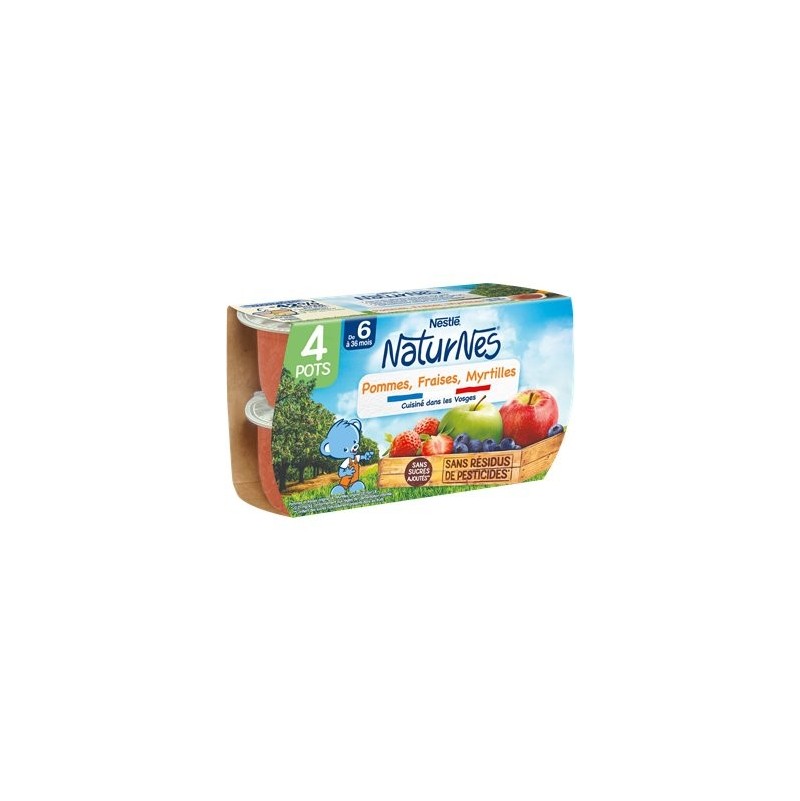 Nestlé Naturnes Pommes Fraise Myrtilles Dès 4 Mois 4x130g