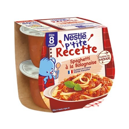 Nestlé P'tite Recette Spaghetti Bolognaise Dès 8 Mois 2x190g