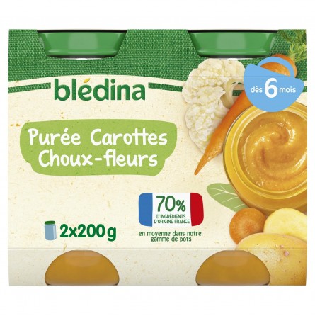 Blédina Petits Pots Carottes Choux-Fleurs Dès 6 Mois 2x200g