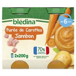 Blédina Petits Pots Purée Carotte Jambon Dès 6 Mois 2x200g